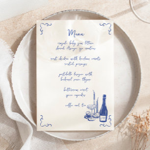 Invitation Menu Mariage illustré manuscrit en gros plan