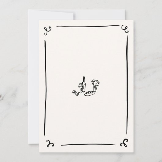 Invitation Menu Mariage main dessinée (Dos)