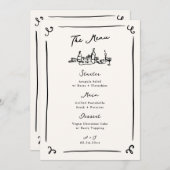 Invitation Menu Mariage main dessinée (Devant / Derrière)