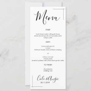 Invitation Menu Mariage minimaliste avec bordure croisée