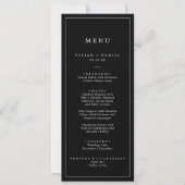 Invitation Menu Mariage minimaliste noir foncé (Devant)