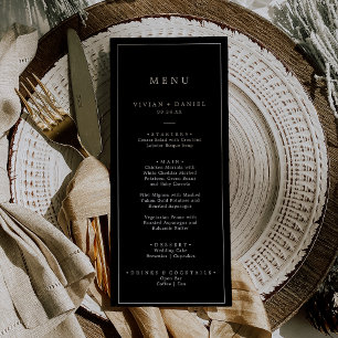 Invitation Menu Mariage minimaliste noir foncé