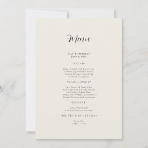 Invitation Menu Mariage moderne crème