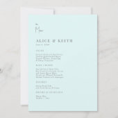 Invitation Menu Mariage moderne Seafoam (Devant)