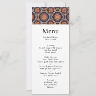 Invitation Menu Mariage Motif Fleur et Formes d'Étoile