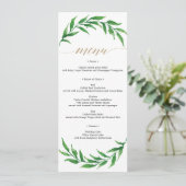 Invitation Menu Mariage ou menu Fête des mariées vert (Debout devant)