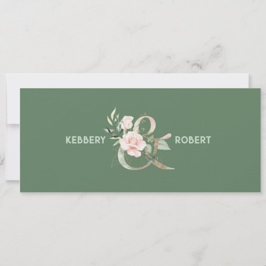 Invitation Menu mariage pastel rose roses (Dos)