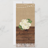 Invitation Menu Mariage Réception Rose Burlap Dentelle en boi (Dos)