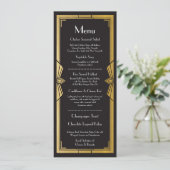 Invitation Menu Mariage Réception Rustique Art Déco des année (Debout devant)