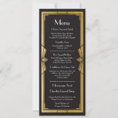 Invitation Menu Mariage Réception Rustique Art Déco des année (Devant)