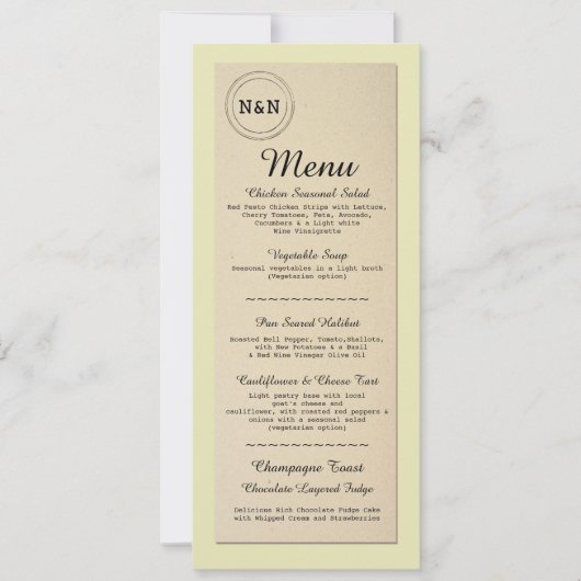 Invitation Menu Mariage Réception Rustique Livres Bibliothèqu (Devant)