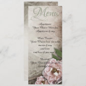 Invitation Menu Mariage Roses roses vintages (Devant / Derrière)