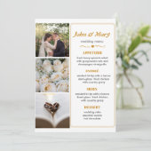 Invitation Menu Mariage simple avec photos (Debout devant)