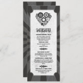 Invitation Menu Mariage Steampunk Mariage Cœurs Engrenages (Devant / Derrière)