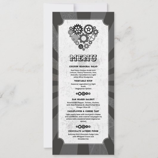 Invitation Menu Mariage Steampunk Mariage Cœurs Engrenages (Devant)