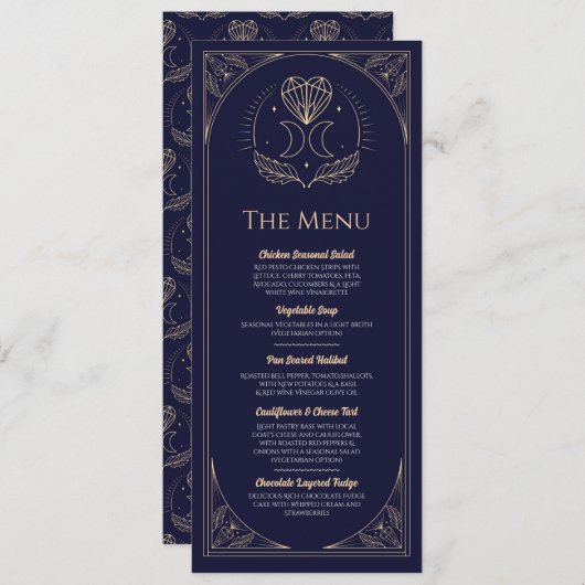 Invitation Menu Mariage Tarot Moon Heart Réception (Devant / Derrière)