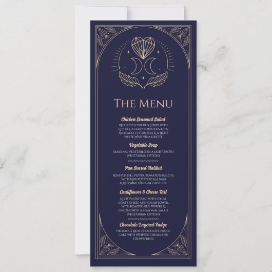 Invitation Menu Mariage Tarot Moon Heart Réception (Devant)