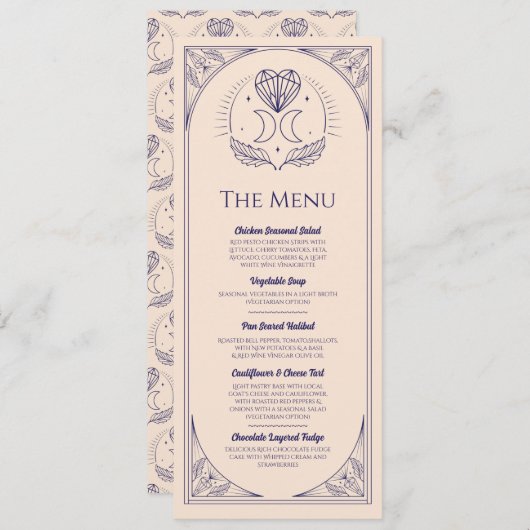 Invitation Menu Mariage Tarot Moon Heart Réception (Devant / Derrière)