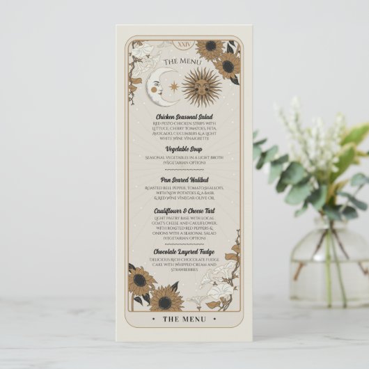 Invitation Menu Mariage Tarot Sun Moon Réception (Debout devant)