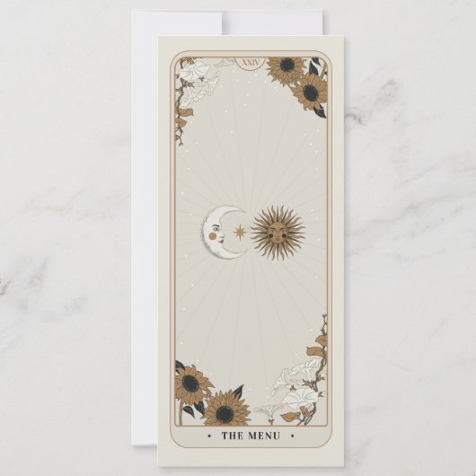 Invitation Menu Mariage Tarot Sun Moon Réception (Dos)