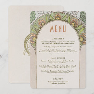 Invitation Menu Mariage Vintage Art Nouveau par Mucha Invitat