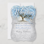 Invitation Menu Mason Jar Bleu Coeur Feutre Arbre Aquarelle (Devant)