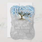 Invitation Menu Mason Jar Bleu Coeur Feutre Arbre Aquarelle (Devant)