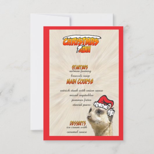 Invitation Menu Meerkat de Noël Furry (Dos)