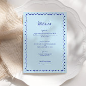 Invitation Menu moderne Blue Mediterranean Shell Mariage