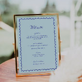 Invitation Menu moderne Blue Mediterranean Shell Mariage