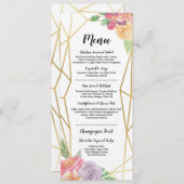 Invitation Menu Or Accueil Mariage Cadre Rustique Floral (Devant / Derrière)