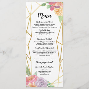 Invitation Menu Or Fête De Mariage Cadre Rustique Floral Or