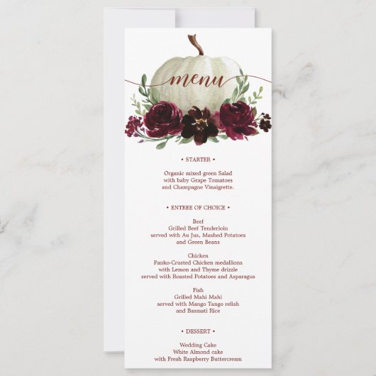 Invitation Menu ou douche Mariage de automne Citrouille Bourg (Devant)