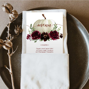 Invitation Menu ou douche Mariage de automne Citrouille Bourg