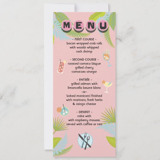 Invitation Menu Palmes du milieu du siècle (Devant)