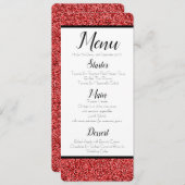 Invitation Menu Parties scintillant Ruby Red Faux (Devant / Derrière)