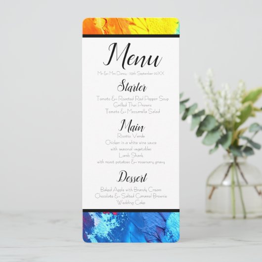 Invitation Menu Peinture Rainbow (Debout devant)
