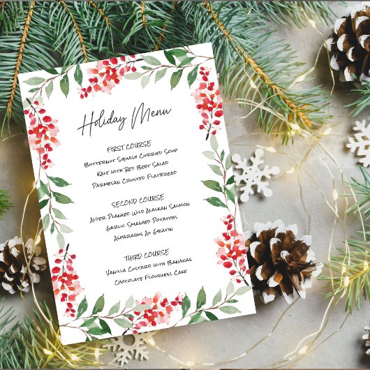 Invitation Menu Printemps Berry Surround Holiday