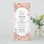 Invitation Menu Quinceanera Floral Rose (Debout devant)