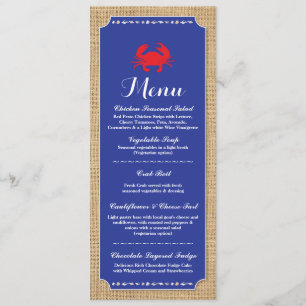 Invitation Menu Réception de Mariage Bouillie de Crabe Plage