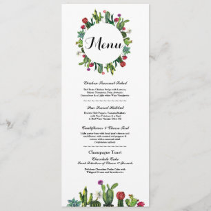 Invitation Menu Réception de Mariage Cactus Fiesta Menus Mexi