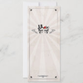 Invitation Menu Réception de Mariage Crânes Rustiques Roses (Dos)