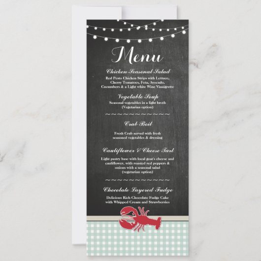 Invitation Menu Réception de Mariage Ébullition de Écrevisses (Devant)