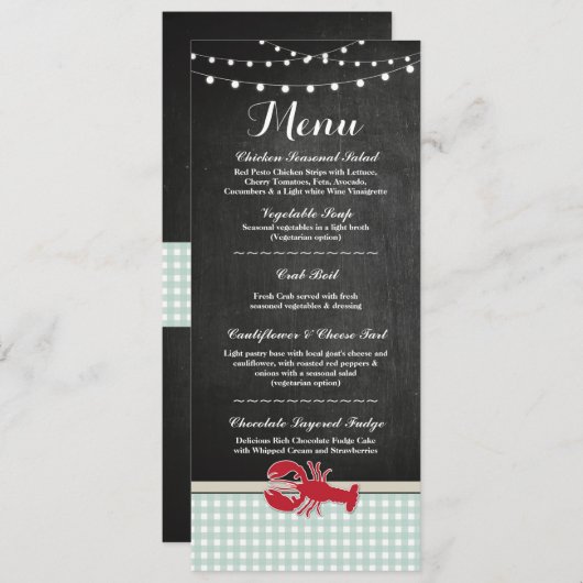 Invitation Menu Réception de Mariage Écrevisses Cuites au Cou (Devant / Derrière)