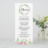 Invitation Menu Réception de Mariage Fiesta Cactus Menus Mexi (Debout devant)