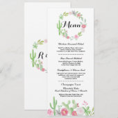 Invitation Menu Réception de Mariage Fiesta Cactus Menus Mexi (Devant / Derrière)