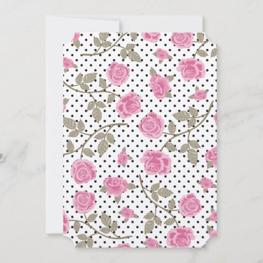 Invitation MENU RÉCEPTION DE MARIAGE rose/noir (Dos)