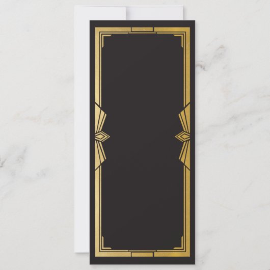 Invitation Menu Réception de Mariage Rustique Art Déco 1920 (Dos)