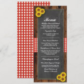 Invitation Menu Réception de Mariage Rustique Bois à carreaux (Devant / Derrière)