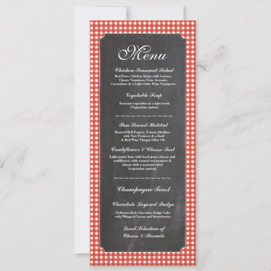 Invitation Menu Réception de mariage Rustique Chalk rouge Chè (Devant)